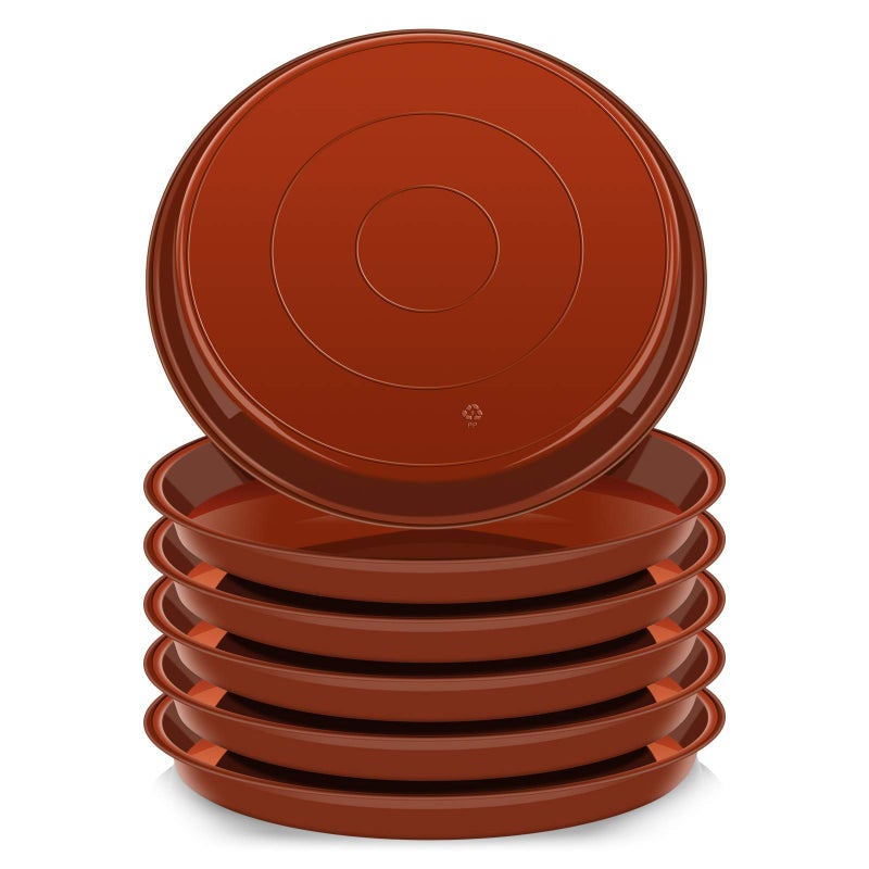 VUWEZ 6 Pack of Plant Saucer 10 Inch, 10 inch Plant Saucer Round, Plastic Flower Plant Trays for Pots, Plant Saucers for Indoors 9"", Plant Pot Saucers, Planter Tray for Planter 8-10"" (10"", Terracotta) - Image 1